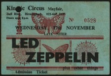 Led Zeppelin-1971 RARE UK Concert Ticket Stub (Birmingham-Kinetic Circus)