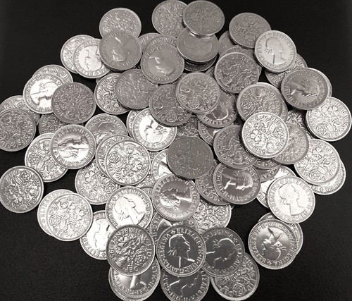 Bulk sixpence coins polished - sixpence, coins,