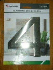 SANDLEFORD PLAZA STAINLESS STEEL LARGE (150mm/6") STICK-ON DOOR HOUSE NUMBERS