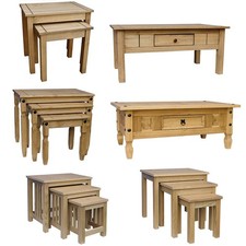 Corona Panama Coffee Table Nest Of Tables MDF Solid Waxed Pine Mexican Furniture