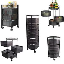 Storage Rack Kitchen Bathroom Rotating Vegetable Serving Bath Trolley Cart Shelf