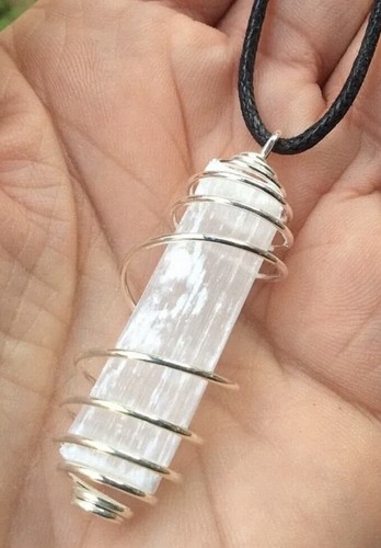 Selenite wand spiral cage - selenite,