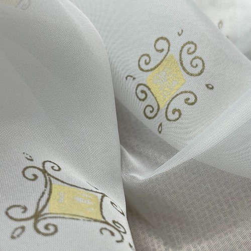 White sheer voile fabric gold - fabric,