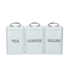 Living Nostalgia Steel Tea Coffee and Sugar Storage Canisters -Vintage Blue