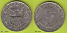 Mauritius 1 One Rupee 1987 Coin