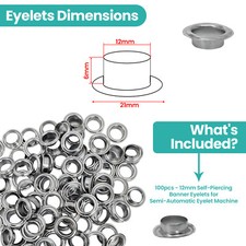 5mm-12mm Iron Eyelet Grommets for Leather Fabric Eyelets Gold/Silver 100/500pcs