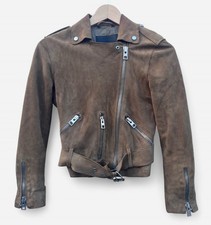 All Saints Women's Hind Biker Brown Leather Jacket - Size 4 UK