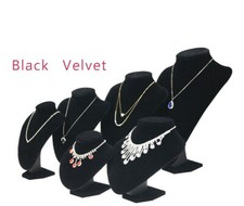 Black/ White Necklace Pendant Chain Jewelry Bust Display Holder Stand Show Case