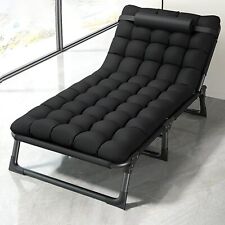 Reclining Sun Lounger Garden Folding Chair Bed Recliner Beach Camping with mat