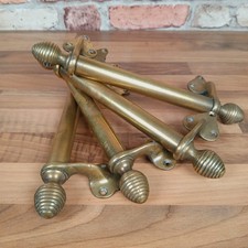 4 x Antique Brass Sash Window Bar Lift Old Trunk Handle Pull Beehive