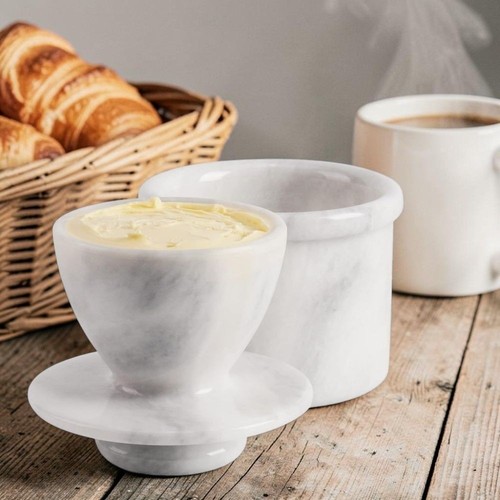 Marble butter keeper with - marble, lid