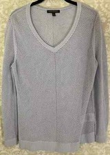 BANANA REPUBLIC Women’s Top Medium Petite Soft Blue Cotton Fishnet Beach