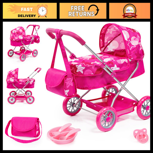 Pink doll stroller - pink,