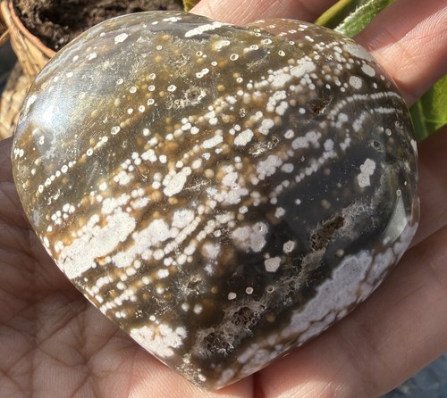 Ocean jasper heart carving - ocean,