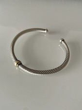 David Yurman Classic Cable Station Bracelet Sterling Silver With 18K Yellow Gold