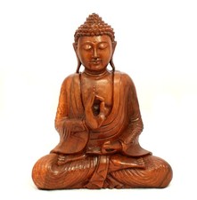 31cm Wooden Vitarka Mudra Buddha Statue Hand Carved Gift Idea Home