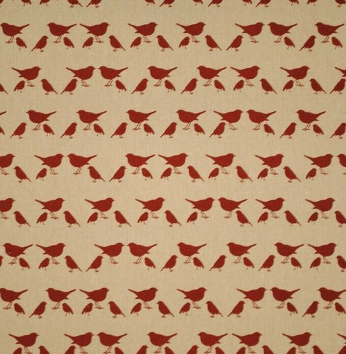 Little birds red natural - little, linen
