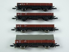 Marklin Mini Club 4x Low Sided Wagons one with Hood, Z Gauge