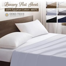 Egyptian Cotton Flat Sheet 400 TC Bed Flat Sheets Single Double Super King Size