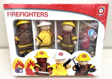 Rare New & sealed Pintoy Wooden Firemen/firefighters Bendy Toy Figures