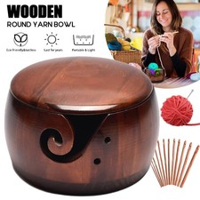 NEW Wooden Yarn Bowl Hand Made Wood For Knitting & Crochet Yarn Holder Gift UK .