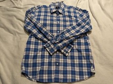 CREW CLOTHING Mens Shirt Large 22 p2p Long Sleeve Slim Fit Blue White Check