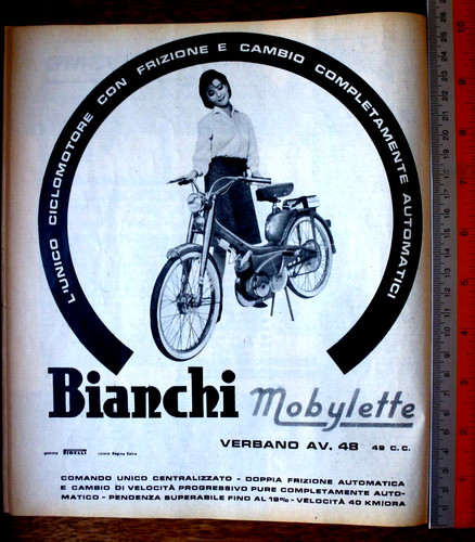 Advertising white moped - advertising,