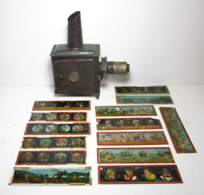 Antique Candle Projector Magic Lantern Lamp w/ Glass Photo Slides Germany