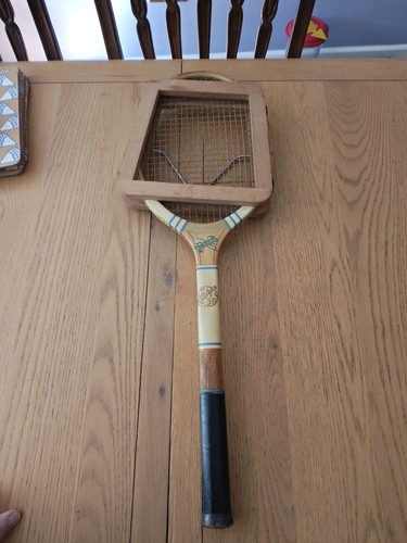 Vintage wooden tennis racket - wooden,