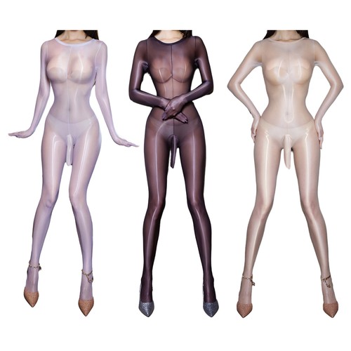 Men glossy sheer catsuit - sheer,