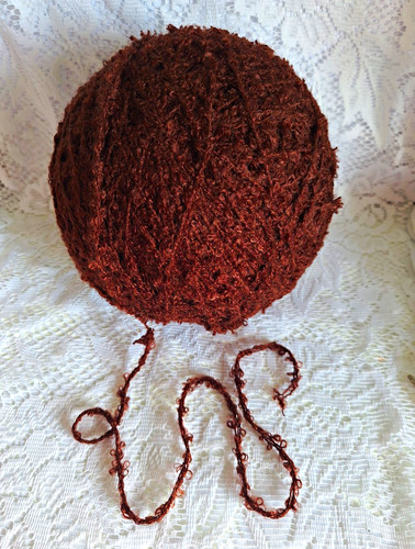Wool yarn boucle brown - wool/yarn, ball