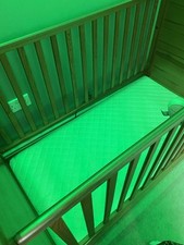 Wooden Brown Baby Cot Bed with Mattress