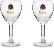 2pk LEFFE Belgian Beer Glass Chalice Goblet Abbaye de Abdij van Leffe 25cl 8.5oz