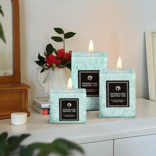 Square pillar candle - square, fresh