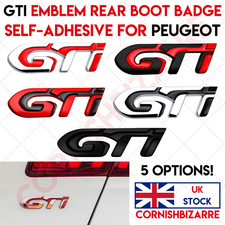 GTI EMBLEM REAR BOOT BADGE SELF-ADHESIVE FOR PEUGEOT 208 GTI 308 207 RCZ - UK