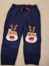 Jojo Maman Bebe Christmas Reindeer Joggers Trousers Navy, Age 2-3 years