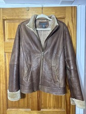 Vintage Banana Republic Jacket Womens XL Brown Leather Lamb Shearling Bomber USA