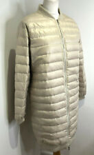 Zara Basic beige down feather long quilted bomber jacket coat L 14 VGC padded 
