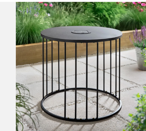 Solar powered metal side table - powered,