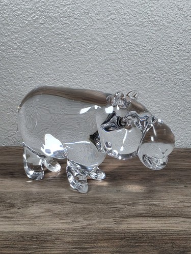Vintage clear art glass - glass, hippo