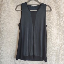 Zara W&B Collection Womens Sleeveless Blouse Mixed Media Black Size M Cupro