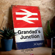 Personalised ScotRail Station Metal Sign Landscape. Worn/Clean look Train Rail