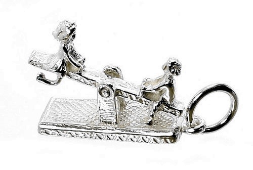 Sterling silver moving seesaw - silver,