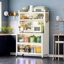 5Tier Kitchen Storage Cabinet Larder Pantry Cupboard Microwave Stand Shelve Unit