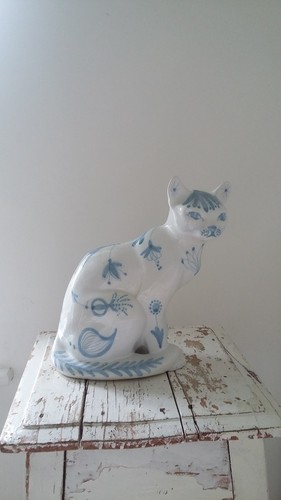 Rye pottery large ceramic cat - ceramic,