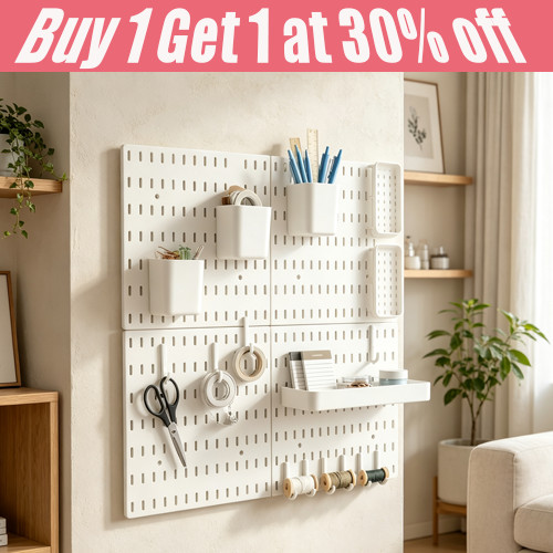 White plastic pegboard wall - plastic,
