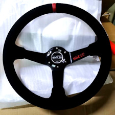 350mm Suede Deep Dish SPC Racing Steering Wheel Fit MOMO OMP Boss kit Red Stripe