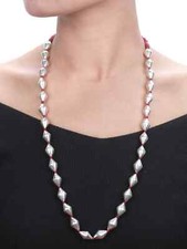 Dholki Bead Tassel Necklace 28" 92.5 Sterling Silver | Artisan Design MSRP $122