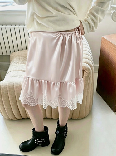 Women pink lace trim half - women’s,