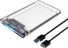 USB 3.0 SATA External Clear HDD SSD Hard Drive Caddy Case Enclosure 2.5 Inch